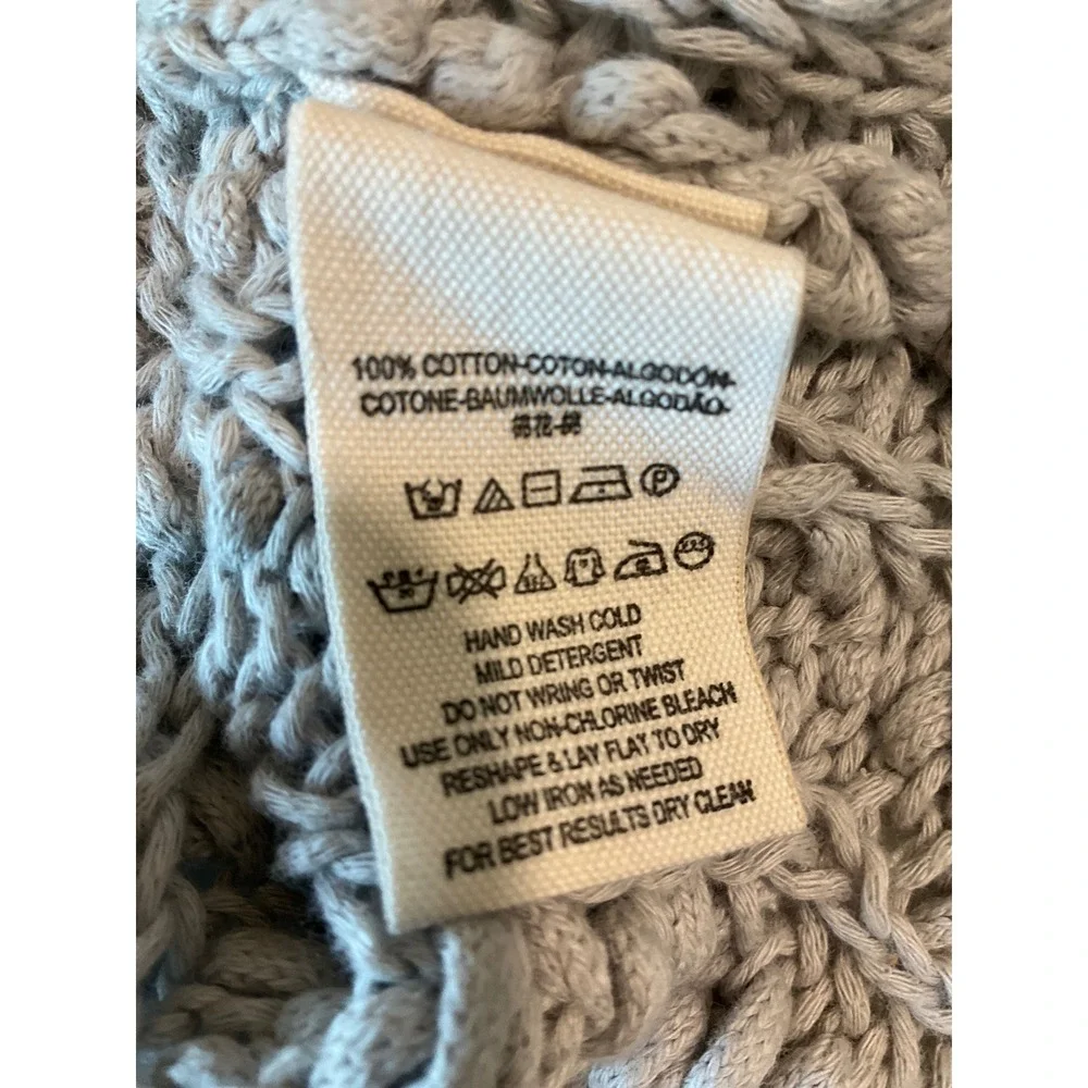 Free‎ People Beach Comber Sweater Chunky Crochet Knit V-Neck Boho Coastal Grey S